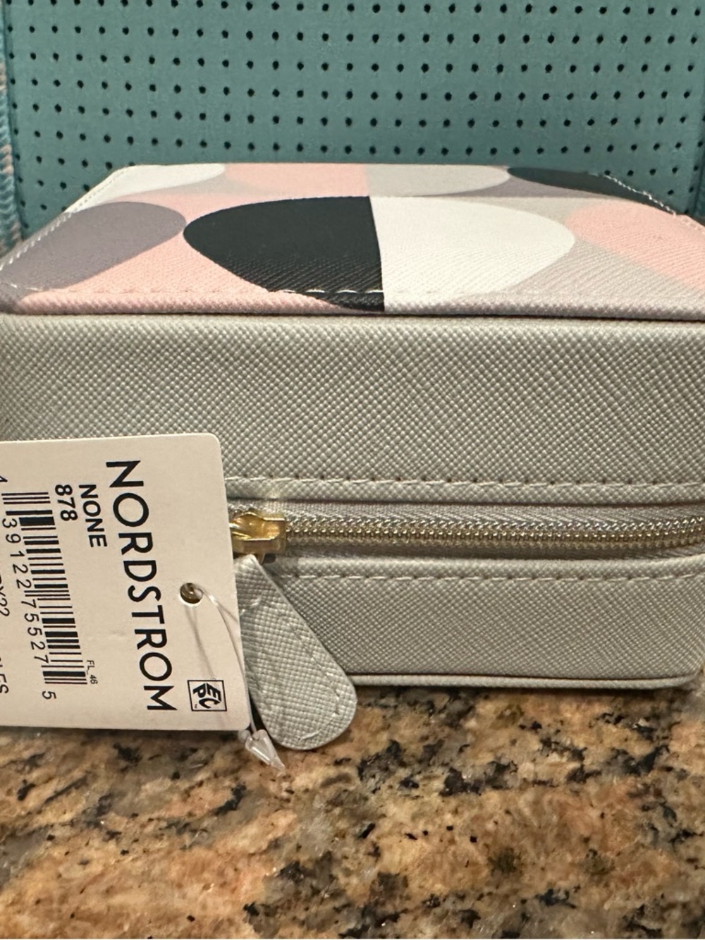 Nordstrom Gray & Pink Geometric Cosmetic Pouch